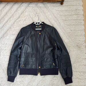 Tori Burch Navy Blue Leather Jacket